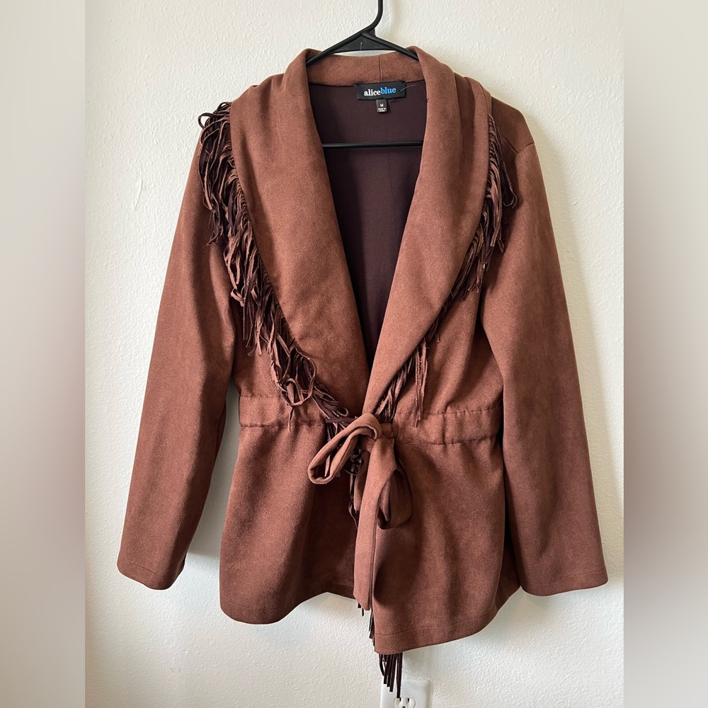 Alice Blue Women's Rich Brown Fringe Blazer western inspired jacket size M